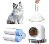 RWSRW 3 bolsas para excrementos de gato XXXL con cintas de tracción, bolsa de arena para gatos, bolsa higiénica autolimpiable para cambiar fácilmente la arena para gatos, 640 x 340 mm