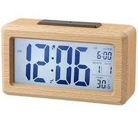 RWSRW Despertador Digital de Madera Reloj Despertador Digital Sensor Luz/Temperatura Despertar Suave con Snooze Pantalla Nocturna Ajustable No ¡Incluye Pilas AAA Ideal Dormitorios/Oficinas