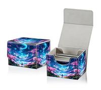 RWUTYTIUL Caja de cartas para tarjetas MTG, caja de almacenamiento de tarjetas para más de 100 tarjetas con funda, piel sintética, tamaño grande, fuerte soporte para cartas de juego de mesa Magic MTG