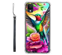 RWUTYTIUL Funda transparente para TCL Ion Z T501L T501C TCL A3/A30 de 5.5 pulgadas con cordón, TPU suave, flexible, a prueba de golpes, funda protectora para mujeres y hombres, peonía de colibrí