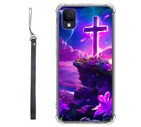 RWUTYTIUL Funda transparente para TCL Ion Z T501L T501C TCL A3/A30 de 5.5 pulgadas con cordón, TPU suave, flexible, a prueba de golpes, funda protectora para mujeres y hombres, diseño de cruz de