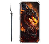 RWUTYTIUL Funda transparente para TCL Ion Z T501L T501C TCL A3/A30 de 5.5 pulgadas con cordón, TPU suave, flexible, a prueba de golpes, para mujeres y hombres, diseño de dragón