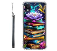 RWUTYTIUL Funda transparente para TCL Ion Z T501L T501C TCL A3/A30 de 5.5 pulgadas con cordón, TPU suave, flexible, a prueba de golpes, funda protectora para mujeres y hombres, diseño de peonía