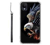 RWUTYTIUL Funda transparente para TCL Ion Z T501L T501C TCL A3/A30 de 5.5 pulgadas con cordón, TPU suave, flexible, a prueba de golpes, para mujeres y hombres, águila negra