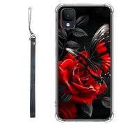 RWUTYTIUL Funda transparente para TCL Ion Z T501L T501C TCL A3/A30 de 5.5 pulgadas con cordón, TPU suave, flexible, a prueba de golpes, funda protectora para mujeres y hombres, rosa roja
