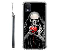 RWUTYTIUL Funda transparente para TCL Ion Z T501L T501C TCL A3/A30 de 5.5 pulgadas con cordón, TPU suave, flexible, a prueba de golpes, funda protectora para mujeres y hombres, calavera roja