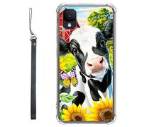 RWUTYTIUL Funda transparente para TCL Ion Z T501L T501C TCL A3/A30 de 5.5 pulgadas con cordón, TPU suave, flexible, a prueba de golpes, funda protectora para mujeres y hombres, vacas blancas y negras