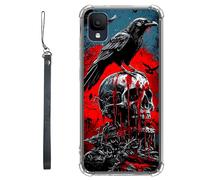 RWUTYTIUL Funda transparente para TCL Ion Z T501L T501C TCL A3/A30 de 5.5 pulgadas con cordón, TPU suave, flexible, a prueba de golpes, funda protectora para mujeres y hombres, calavera roja águila