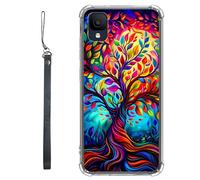 RWUTYTIUL Funda transparente para TCL Ion Z T501L T501C TCL A3/A30 de 5.5 pulgadas con cordón, TPU suave, flexible, a prueba de golpes, para mujeres y hombres, diseño de árbol de arte lunar