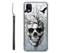 RWUTYTIUL Funda transparente para TCL Ion Z T501L T501C TCL A3/A30 de 5.5 pulgadas con cordón, TPU suave, flexible, a prueba de golpes, funda protectora para mujeres y hombres, calavera gris