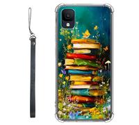 RWUTYTIUL Funda transparente para TCL Ion Z T501L T501C TCL A3/A30 de 5.5 pulgadas con cordón, TPU suave, flexible, a prueba de golpes, funda protectora para mujeres y hombres, libro retro flor