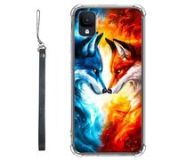 RWUTYTIUL Funda transparente para TCL Ion Z T501L T501C TCL A3/A30 de 5.5 pulgadas con cordón, TPU suave, flexible, a prueba de golpes, para mujeres y hombres, color rojo y azul para Fox