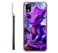 RWUTYTIUL Funda transparente para TCL Ion Z T501L T501C TCL A3/A30 de 5.5 pulgadas con cordón, TPU suave, flexible, a prueba de golpes, para mujeres y hombres, diseño de dragón bebé morado