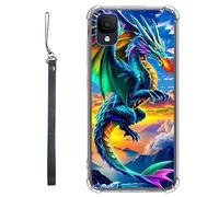 RWUTYTIUL Funda transparente para TCL Ion Z T501L T501C TCL A3/A30 de 5.5 pulgadas con cordón, TPU suave, flexible, a prueba de golpes, funda protectora para mujeres y hombres, dragón verde
