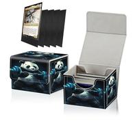 RWUTYTIUL Juego de 100 fundas negras para cartas y mazo de cartas para juego de cartas MTG, caja de almacenamiento de tarjetas de piel sintética, tamaño grande, fuerte imán para juegos de mesa, Magic