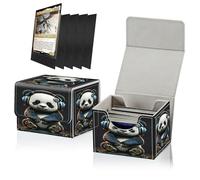 RWUTYTIUL Juego de 100 fundas negras para cartas y mazo de cartas para juego de cartas MTG, caja de almacenamiento de tarjetas de piel sintética, tamaño grande, fuerte imán para juegos de mesa, Magic