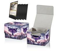 RWUTYTIUL Juego de 100 fundas negras para cartas y mazo de cartas para juego de cartas MTG, caja de almacenamiento de tarjetas, piel sintética, tamaño grande, fuerte imán para juegos de mesa, Magic