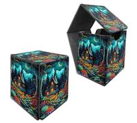 RWUTYTIUL MTG Commander - Caja de almacenamiento de tarjetas para más de 100 tarjetas con funda, piel sintética, tamaño grande, fuerte soporte para cartas para juegos de mesa Magic MTG TCG CCG, Creek