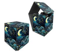 RWUTYTIUL MTG Commander - Caja de almacenamiento de tarjetas para más de 100 tarjetas con funda, piel sintética, tamaño grande, fuerte soporte para cartas para juegos de mesa Magic MTG TCG CCG, nubes