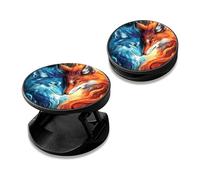 RWUTYTIUL Paquete de 2 fundas para teléfono celular para dedos, agarre bonito para teléfono con soporte expandible, compatible con todos los teléfonos y tabletas, zorro rojo y azul