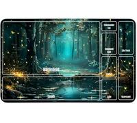 RWUTYTIUL Tapete de juego de cartas MTG de 24 x 14 pulgadas con zona A, tapete de juego cosido para Commander Board TCG RPG CCG Game Desktop Tablet Mouse Pad para jugar accesorios, Forest Brook