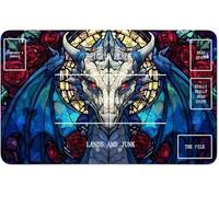 RWUTYTIUL Tapete de juego de cartas MTG de 24 x 14 pulgadas con zona B, tapete de juego cosido para Commander Board TCG RPG CCG Game Desktop Tablet Mouse Pad para jugar accesorios, grifo de vidrio