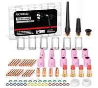 RX WELD 49 piezas TIG Soldadura Linternas Stubby Gas Lente #10 Pyrex Copa Kit para WP-17/18/26 (49 piezas)