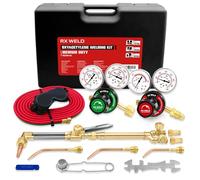 RX WELD Kit de antorcha de oxiacetileno de servicio medio con válvulas de retención, juego de herramientas de corte, soldadura y soldadura fuerte (CGA540/CGA510)
