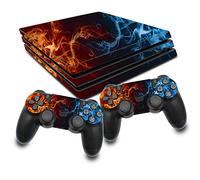 RX022 - Película Protectora autoadhesiva para Juegos de Consola y mandos de Vinilo para protección contra arañazos, Ajuste (PS4 Pro, n.º 14 Fuego)