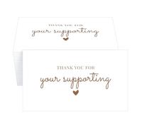 RXBC2011 Thank you for your support cards black red heart design business packaging insert customer appreciation notes pack of 100 White