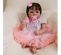 RXDOLL 18 Pulgadas 45 cm bebé renacido Realista anatomía Correcta Silicona Suave Todo el Cuerpo niña de Vinilo Hecho a Mano Regalo de Juguete de alimentación Impermeable Beibei Neonatal Realista