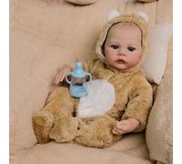 RXDOLL 19 Pulgadas 48 cm bebé recién Nacido muñeca Realista Silicona Suave Cuerpo de Vinilo niña Abre los Ojos para Hacer Regalos de Juguete Beibei recién Nacido Impermeables y realistas a Mano