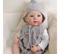 RXDOLL Muñeca realista de 19 pulgadas de silicona de cuerpo completo de vinilo anatómicamente correcto, muñecas de bebé recién nacidas con bonito sombrero, regalo para niños de 3 años en adelante