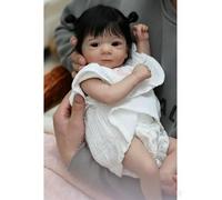 RXDOLL Muñeca realista Reborn de silicona de cuerpo completo, muñeca de bebé recién nacida realista de 19 pulgadas, muñeca de vinilo suave lavable con cabello enraizado a mano y accesorios