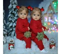 RXDOLL Muñeca Reborn realistas Gemelas niñas Muñeca Reborn de 24 Pulgadas Cuerpo de Tela Suave Silicona con Peso Bebés recién Nacidos para niños cumpleaños