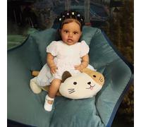 RXDOLL Muñecas afroamericanas Reborn realistas de 24 pulgadas que parece una vida real como una muñeca de bebé hecha a mano para bebés recién nacidos, cuerpo de tela suave, piel negra, regalo