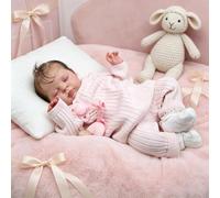 RXDOLL Muñecas de bebé Reborn realistas con cuerpo de tela de vinilo suave de 19 pulgadas, muñecas de bebé realistas con ojos cerrados, muñeca renacida con cabello enraizado a mano, bebés de aspecto