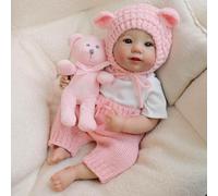 RXDOLL Muñecas de bebé Reborn realistas de silicona de cuerpo completo, 19 pulgadas, vinilo suave anatómicamente correcto, sonrientes, muñecas de bebé de la vida real con adorable cara sin lengua
