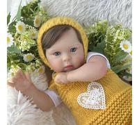 RXDOLL Muñecas de bebé recién nacidas con cuerpo de tela de 20 pulgadas, muñecas realistas de silicona recién nacidas, hechas a mano, piel 3D, ojos azules, juguete para regalos para niños