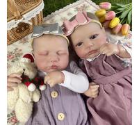 RXDOLL Muñecas realistas de 20 pulgadas de silicona de cuerpo completo Loulou Twins Girl, muñecas de silicona realistas de vinilo recién nacido que parecen piel 3D real, impermeable, juguete hecho a