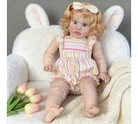 RXDOLL Muñecas realistas de 26 pulgadas, cabello rubio para niña, tamaño enorme, realistas, cuerpo de tela de vinilo suave, muñeca de muñeca de arte coleccionable, regalo de muñeca de arte