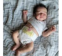 RXDOLL Muñecas realistas de 45,7 cm de silicona de cuerpo completo de vinilo durmiendo niño anatómicamente correcto, muñecas de bebé recién nacidos, hechos a mano, regalos de cumpleaños para niños