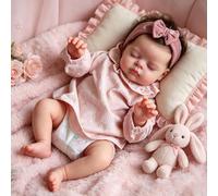 RXDOLL Muñecas realistas de bebé recién nacido de 19 pulgadas con pelo enraizado, cuerpo de tela de vinilo suave, muñecas realistas para niños a partir de 3 años