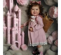 RXDOLL Muñecas realistas de gran tamaño para niñas pequeñas de 28 pulgadas, muñecas de bebé de la vida real, cuerpo de tela suave, hecho a mano, con peso, realista, de pelo castaño, muñeca Reborn de