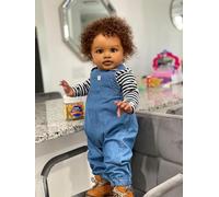 RXDOLL Muñecas Reborn Bebé Negro Niño Toddler 65cm Talla Grande Muñeca Bebe Reborn Realista Afroamericana Bebé Niña Muñecos Realistas Bebés Mestizos Silicona Muñecas Reborn Negras