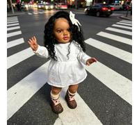 RXDOLL Muñecas Reborn de Niña Negra Afroamericana Realistas, Muñeca Reborn de 26 Pulgadas con Cuerpo de Tela Suave, Muñecas de Bebé de la Vida Real con Cabello Rizado para Regalos de Niños