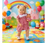 RXDOLL Muñecas Reborn Realistas de 28 Pulgadas con Cuerpo de Vinilo Suave y Tela, Muñeca Niña Recién Nacida de Gran Tamaño con Cabello Rubio Rizado Enraizado para Niños Regalos
