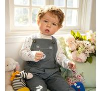 RXDOLL Muñecos de bebé Reborn realistas de gran tamaño, de 28 pulgadas, con cuerpo de tela suave y pelo enraizado, muñecas de bebé realistas que se ven de silicona real