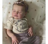 RXDOLL Reborn Baby Dolls Laura Girl - Muñecas de bebé realistas de 20 pulgadas que se ven en la vida real, bebés durmiendo, linda muñeca recién nacida con cuerpo de tela suave para niños a partir de 3