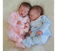 RXDOLL Reborn Baby Dolls Twins - Muñeca de silicona de cuerpo completo para niñas, muñecas realistas de 18 pulgadas, muñeca realista de bebé recién nacido, muñeca de bebé recién nacido de la vida real
